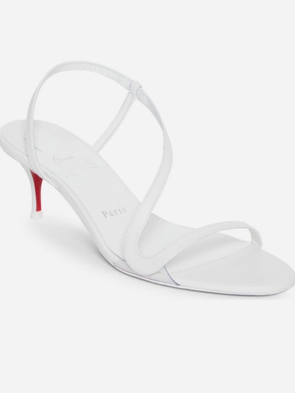 $945 Christian Louboutin Rosalie 55 Leather Slingback Sandal White 40.5 US 10.5